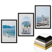 WANDBILDER 3er-Set - 40x60 cm Schwarzer Rahmen - Gebäude am Weißen Meer, Griechenland - Schwarz, Kunststoff (40/60cm) - ArtPrintCave