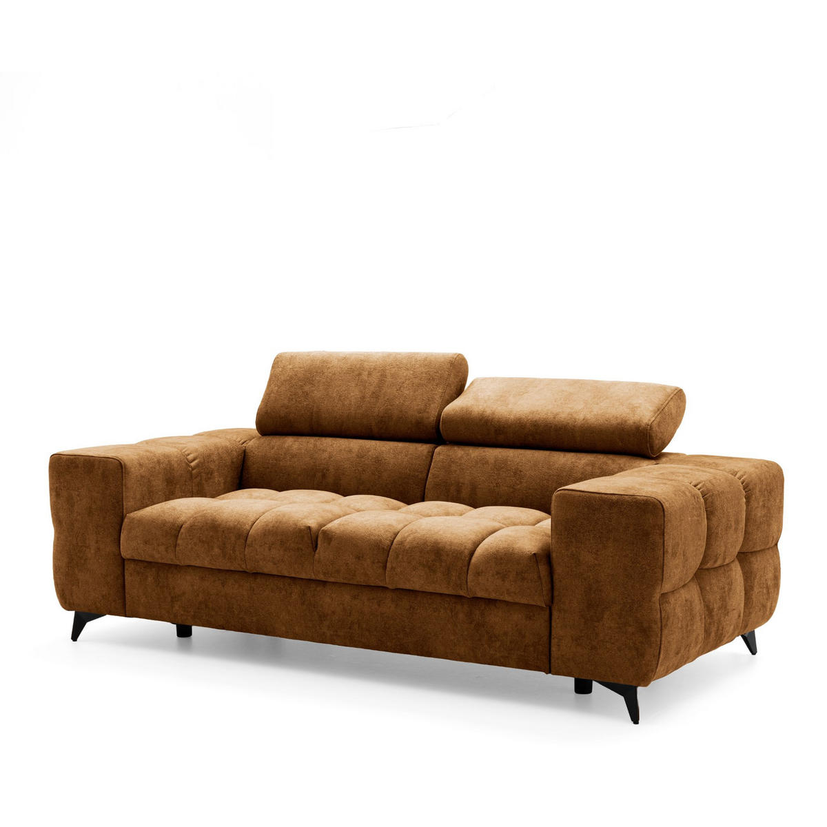2-SITZER Sofa PUDDING 209 cm Velours Hellbraun - Hellbraun/Schwarz, Holz/Textil (209/93/100cm) - Muffo