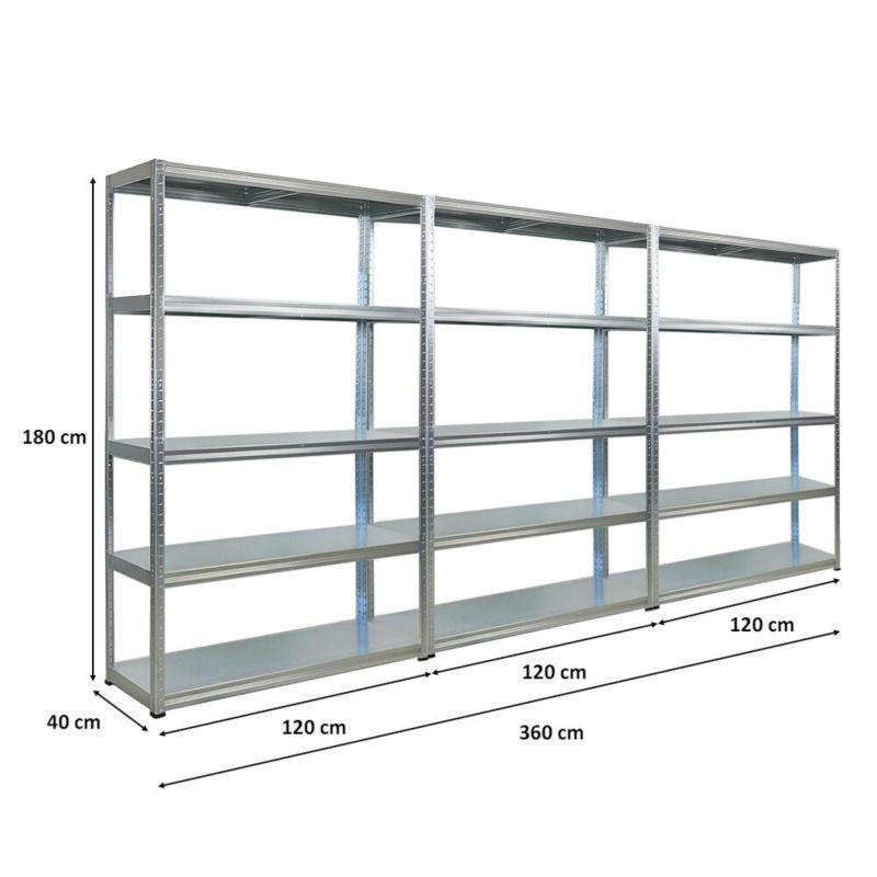 SCHWERLASTREGAL 3er-Set Steel Eagle 180x120x40 cm Fachlast 130kg Verzinkt - Silberfarben, Metall (360/180/40cm) - PROREGAL