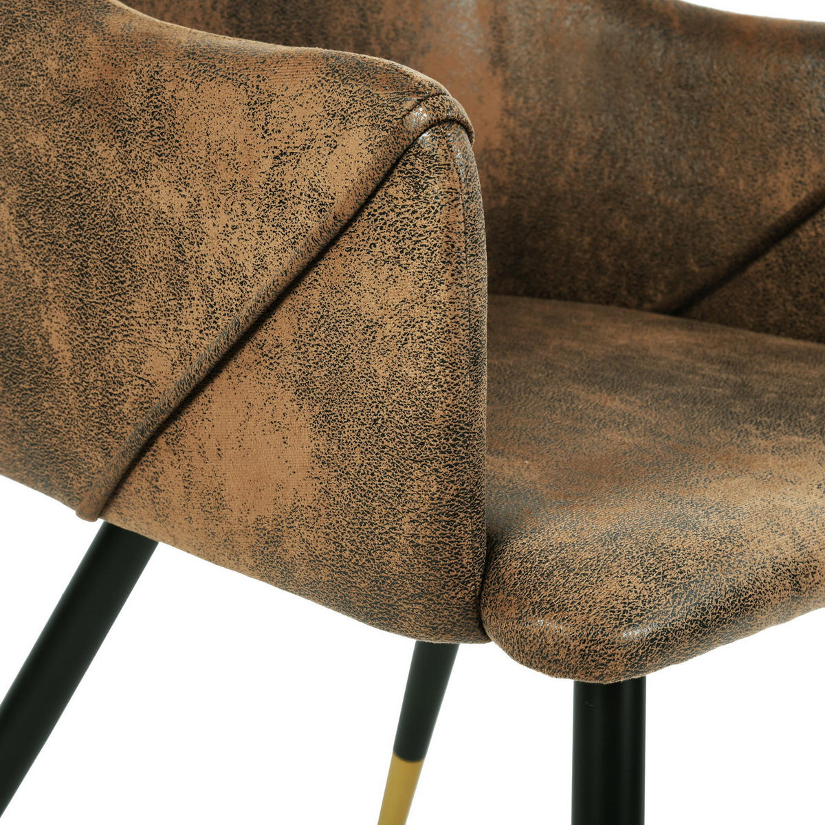 ARMLEHNSTUHL-SET 2 Stück in Samt Metallbeine - Braun, Holz/Textil (52/83/50cm) - Urban Meuble