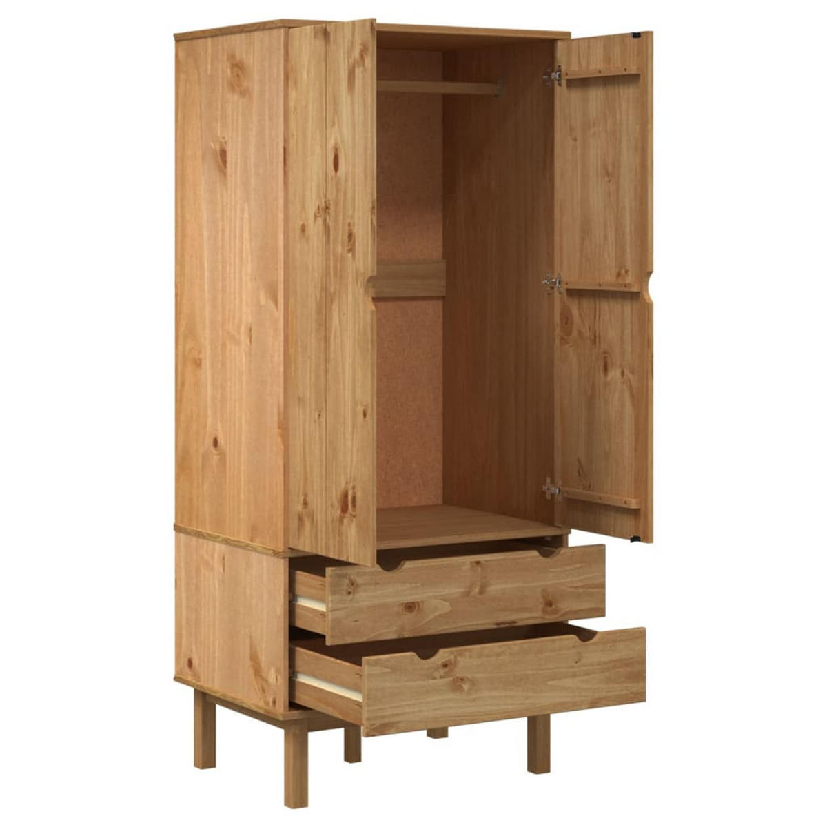 KLEIDERSCHRANK OTTA 76,5x53x172 cm Massivholz Kiefer - Naturfarben, Holz (76.5/172/53cm) - furnicato