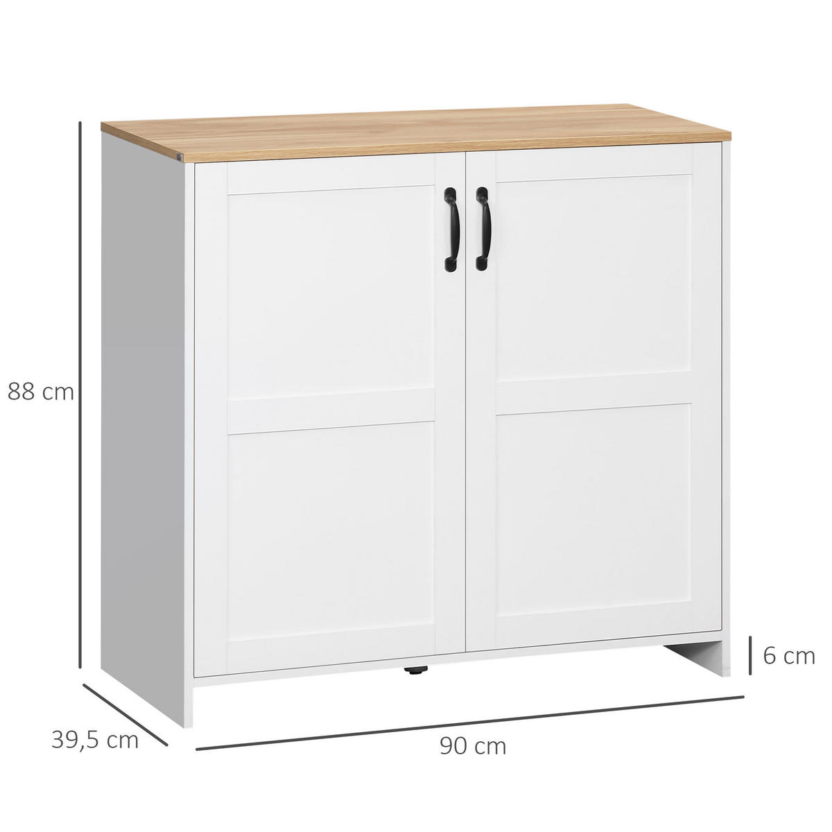 SIDEBOARD DE-11031 2 Türen Weiß/Holzoptik - Weiß, Holzwerkstoff (90/88/39.5cm) - ComfortXL