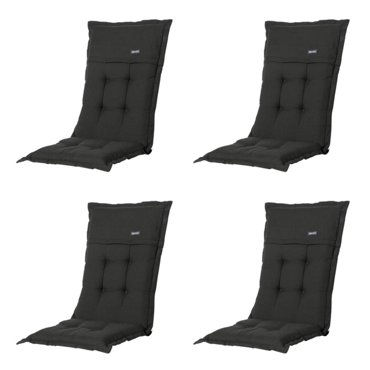 GARTENSTUHLKISSEN Rippe 123/50 cm 4er-Set - Schwarz, Textil (50/7/123cm) - Madison