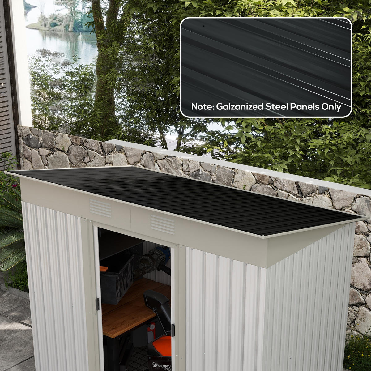 GARTENHAUS Set mit 12 Ersatzpaneelen ,129 x 45 cm für Gartenhäuser aus dunkelgrau verzinktem Stahl - Dunkelgrau, Metall (45/5/129cm) - Vallsero