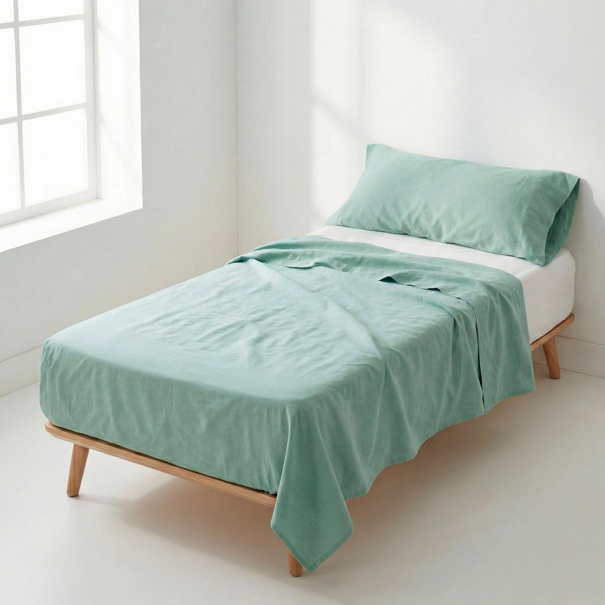 BETTWÄSCHE 2er-Set teiliges basic 160x270 cm minze - Mintgrün, Textil (160/270cm) - Happy Friday