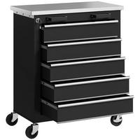 WERKZEUGSCHRANK DE-10382 5 Schubladen rollbar Schwarz - Schwarz, Metall (34.5/76/65.5cm) - ComfortXL