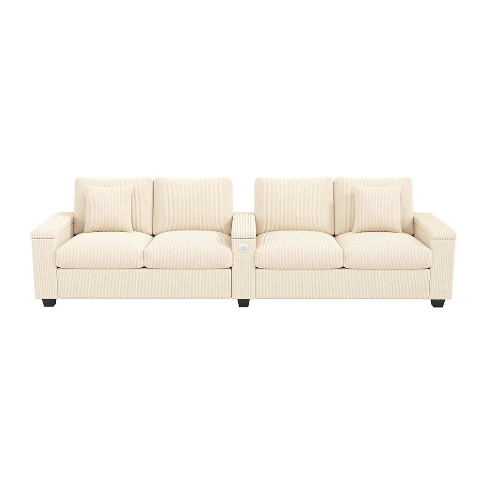 4-SITZER-SOFA mit Ladefunktion in Beige - Beige, Textil (80/82.7/299cm) - KOMHTOM