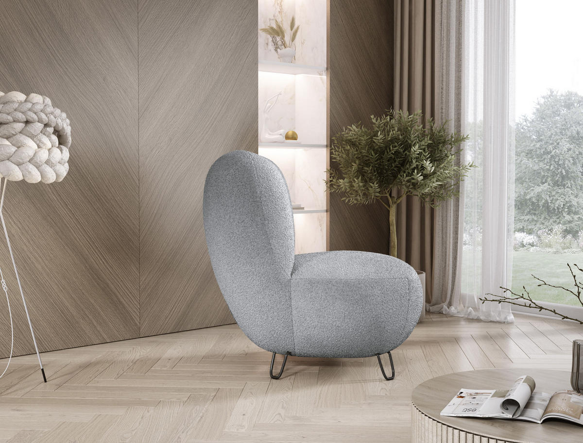 SESSEL LUIS, Skandinavischer Stil – Freistehend, 82×56×82 cm, DUNKELGRAU - Dunkelgrau/Schwarz, Holz/Textil (82/82/66cm) - DomoHome