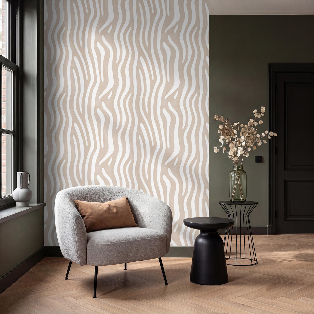 TAPETE - Abstrakt - Zebra - Beige - 160x260 cm - Beige, Papier (160/260cm) - OnlyWow