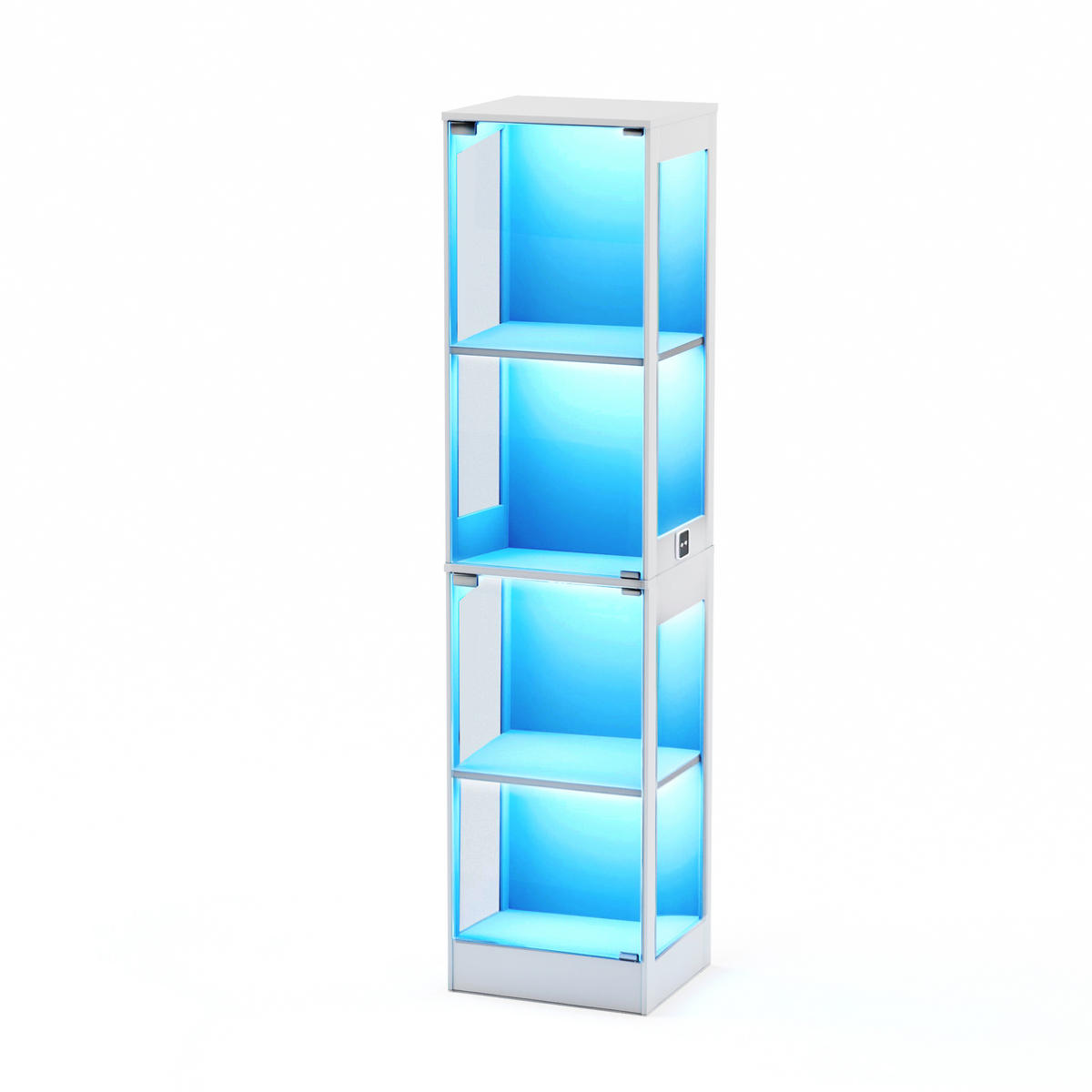 VITRINE mit LED-Beleuchtung 40 x 35 x 165 cm - Weiß - Weiß, Kunststoff (35/165/40cm) - KOMHTOM