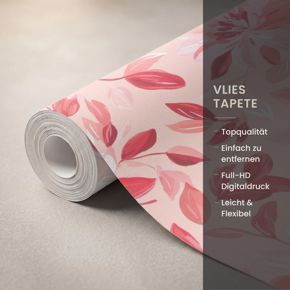 TAPETE - Botanisch - Blumen - Rot - 220x280 cm - Koralle, Papier (220/280cm) - OnlyWow