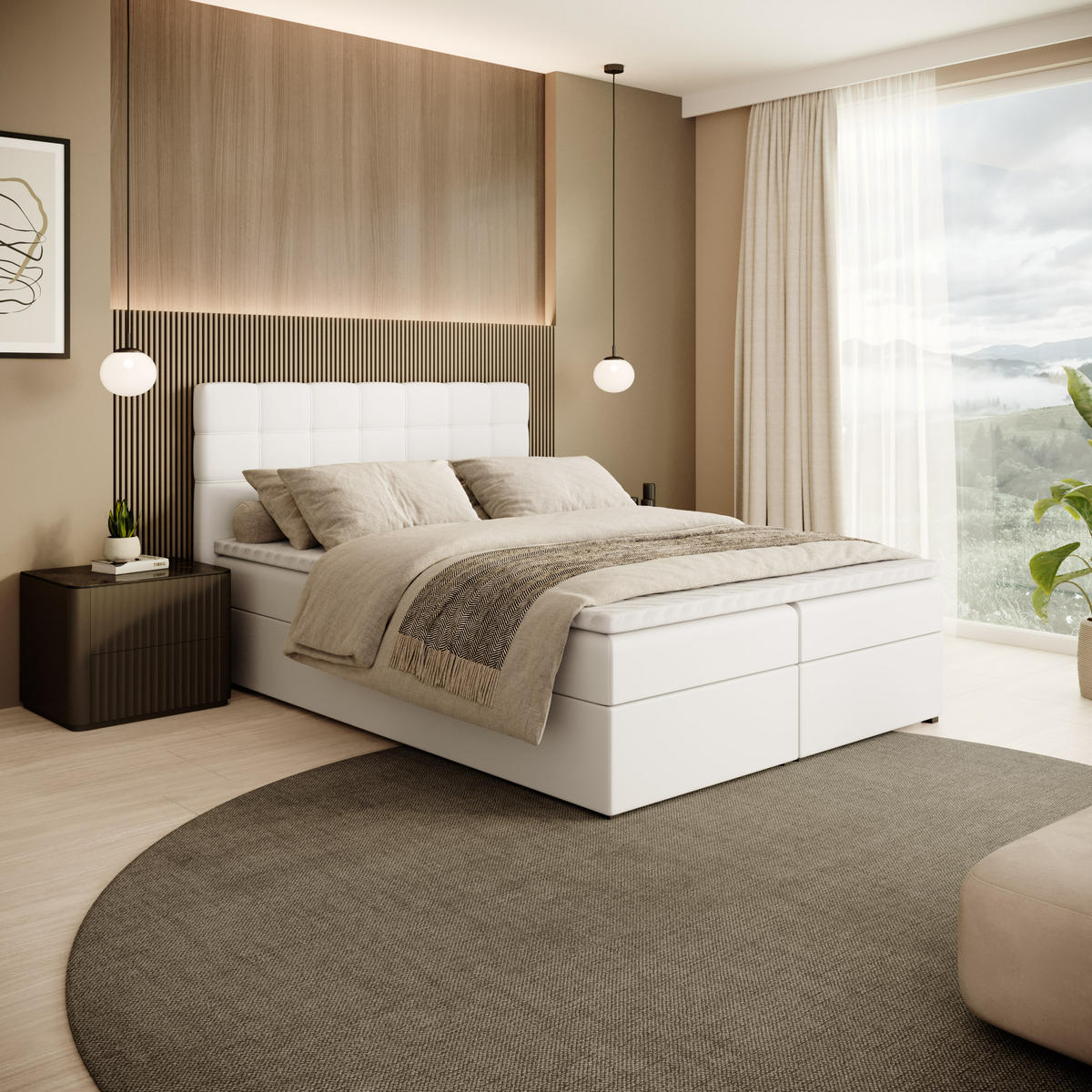 POLSTERBETT Topiq 144/203/103 weiß - Weiß, Holzwerkstoff/Textil (140/200cm) - Beautysofa