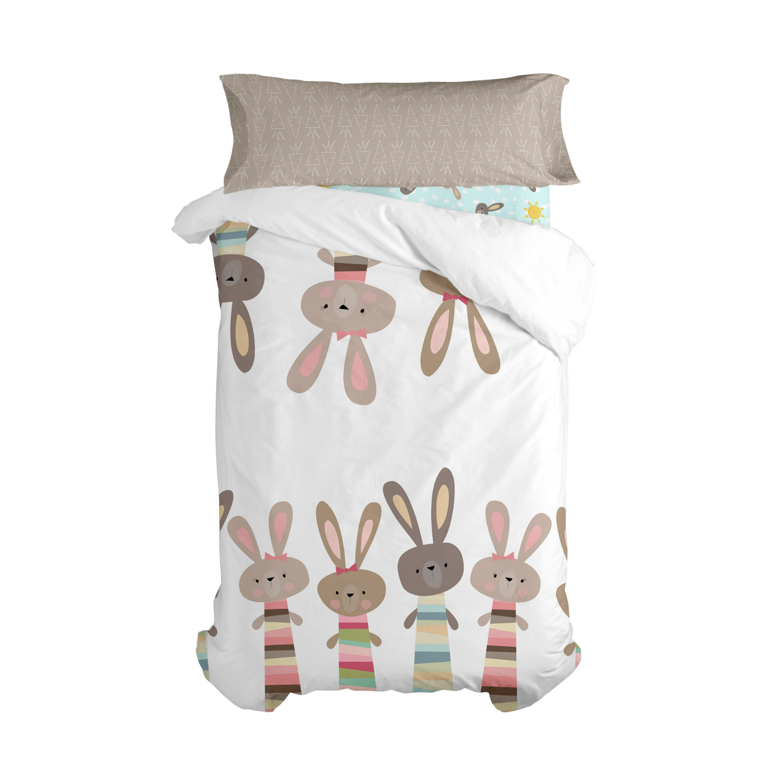 BETTBEZUG 2er-Set teiliges rabbit family 135/140x200 cm (standardgrösse) mehrfarbig - Multicolor, Textil (140/200cm) - Happy Friday