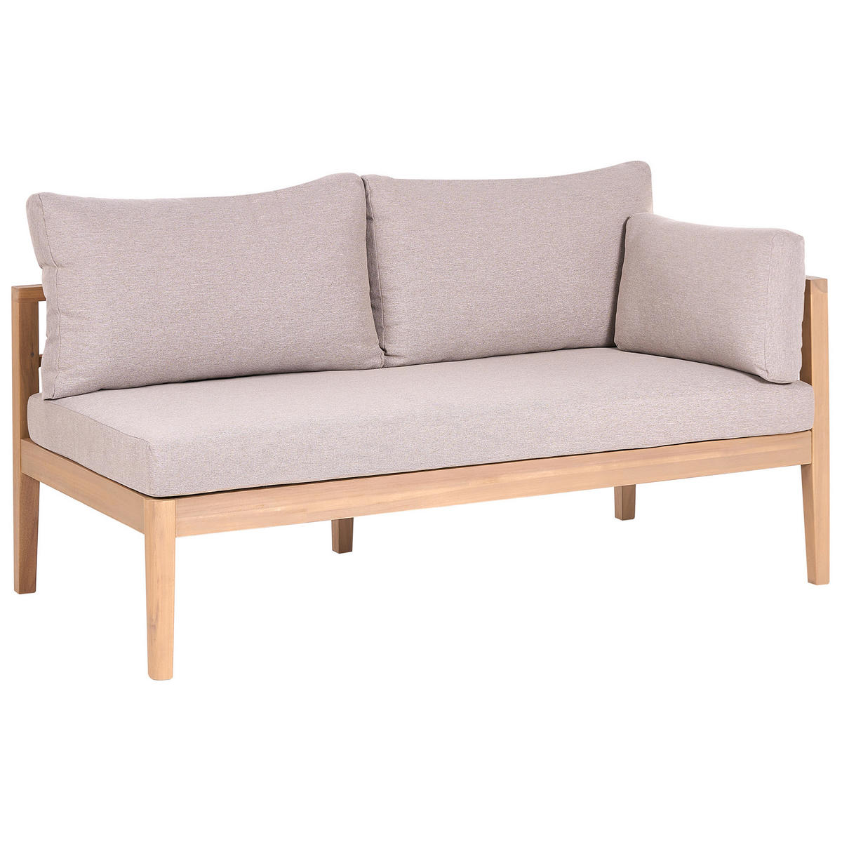 LOUNGE-SET mit Tisch 3-Sitzer Akazienholz Hellbraun Talla - Hellbraun/Beige, Holz - Beliani