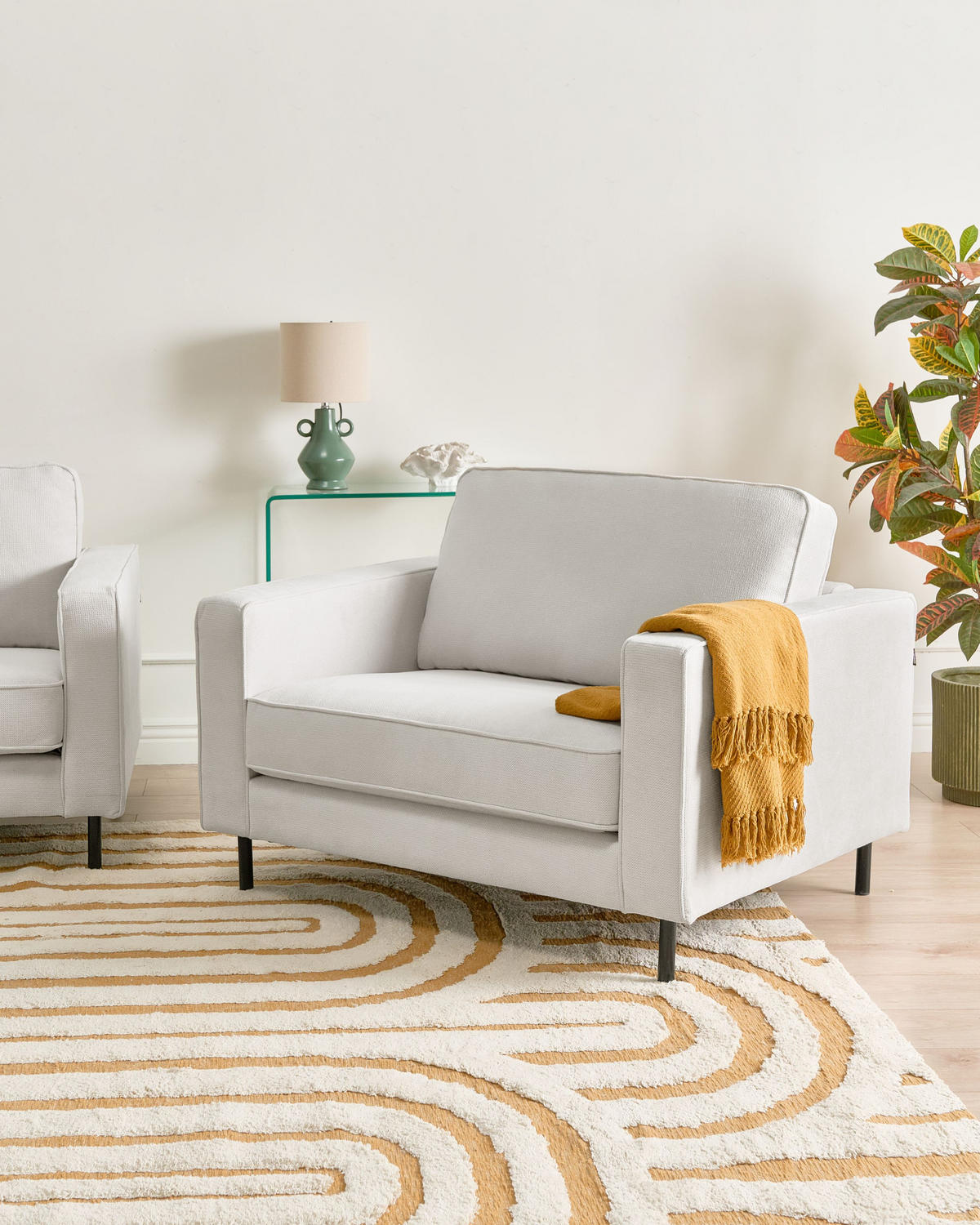 SESSEL Cremeweiß Savalen - Schwarz/Weiß, Textil (117/87/91cm) - Beliani