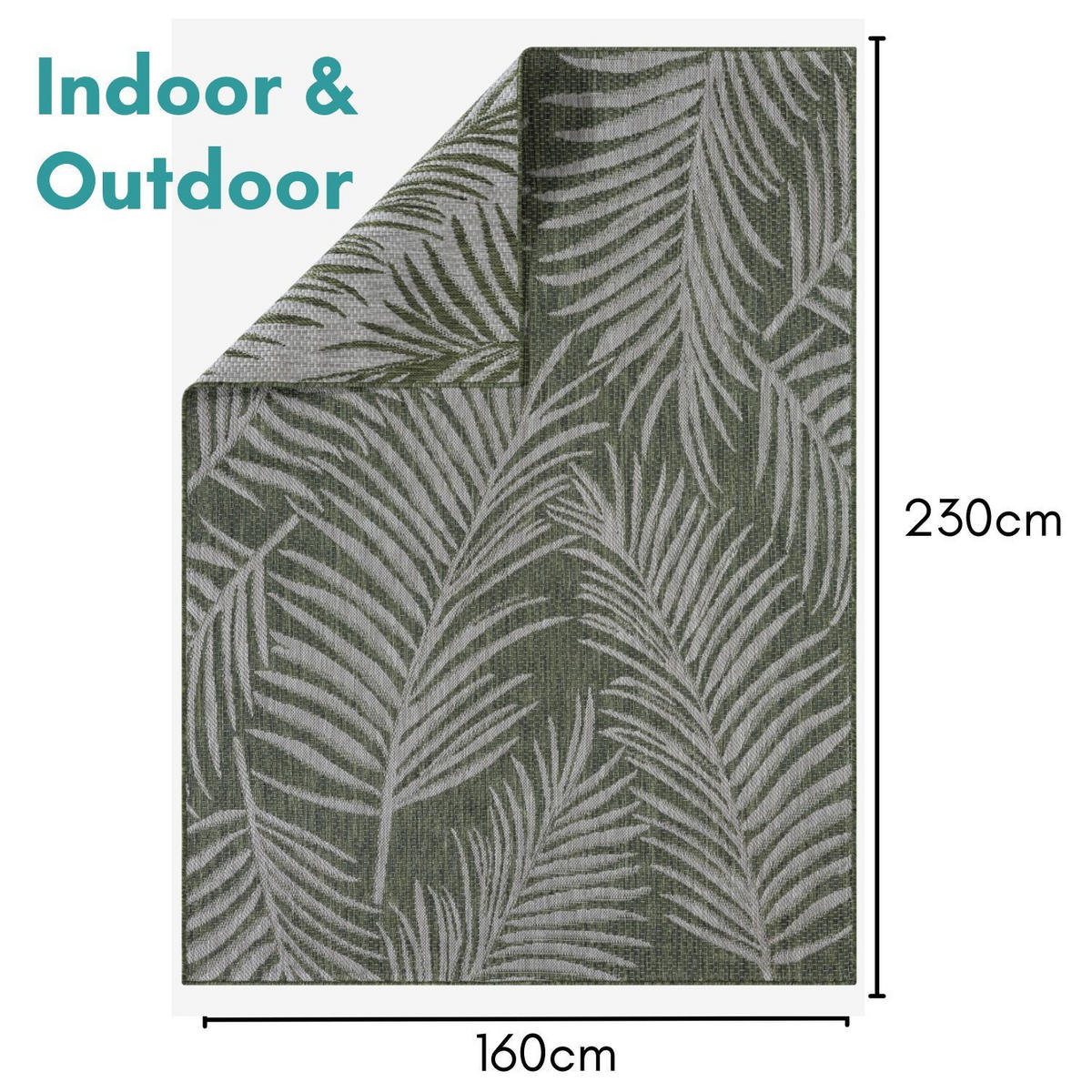 OUTDOORTEPPICH Fern Grün,Blaugrau,Hellgrau 160/230 cm - Grün, Textil (160/230cm) - My-Rug