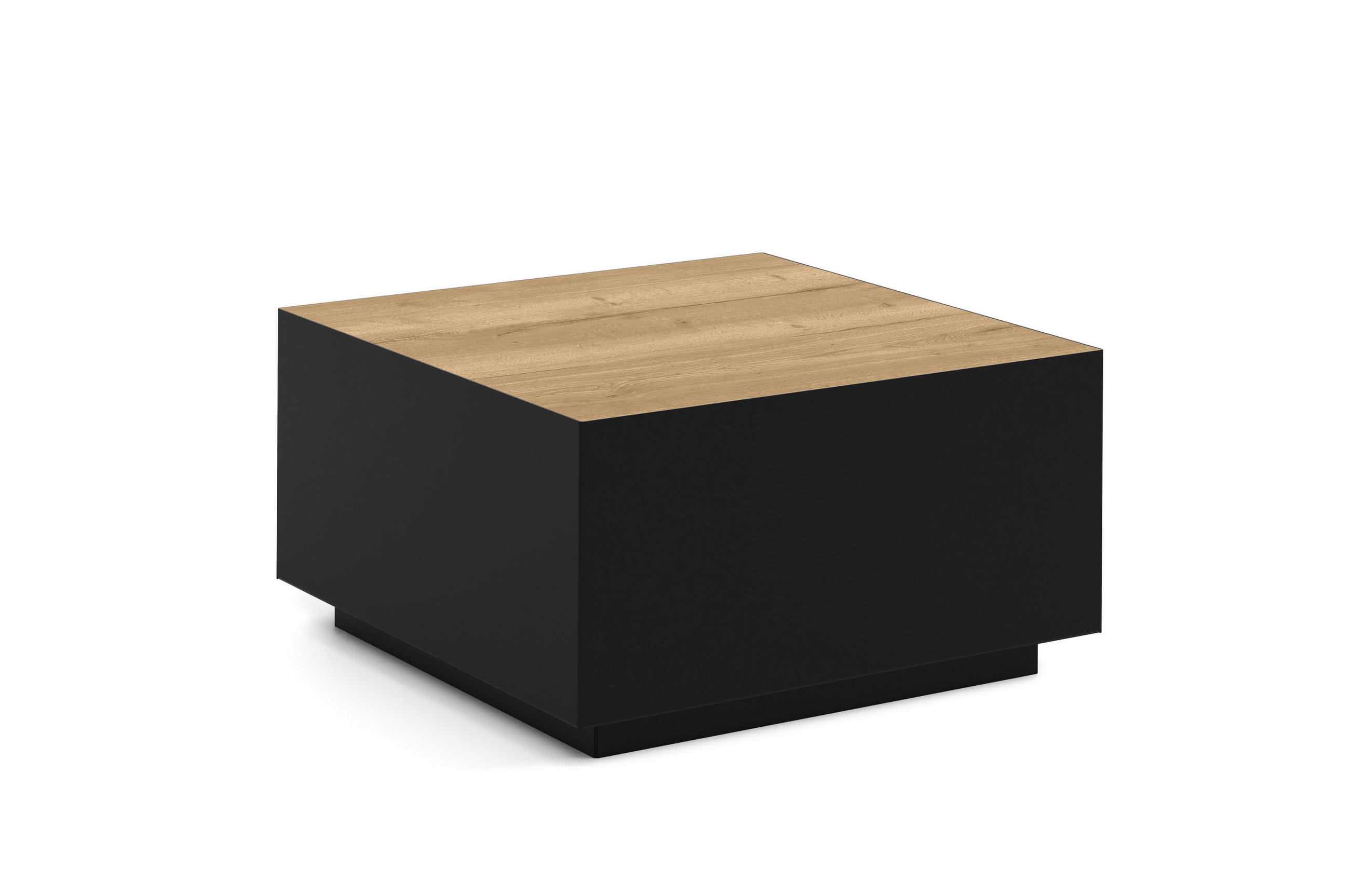 Meblini Couchtisch Hellbraun, Schwarz 65x35x65 cm
