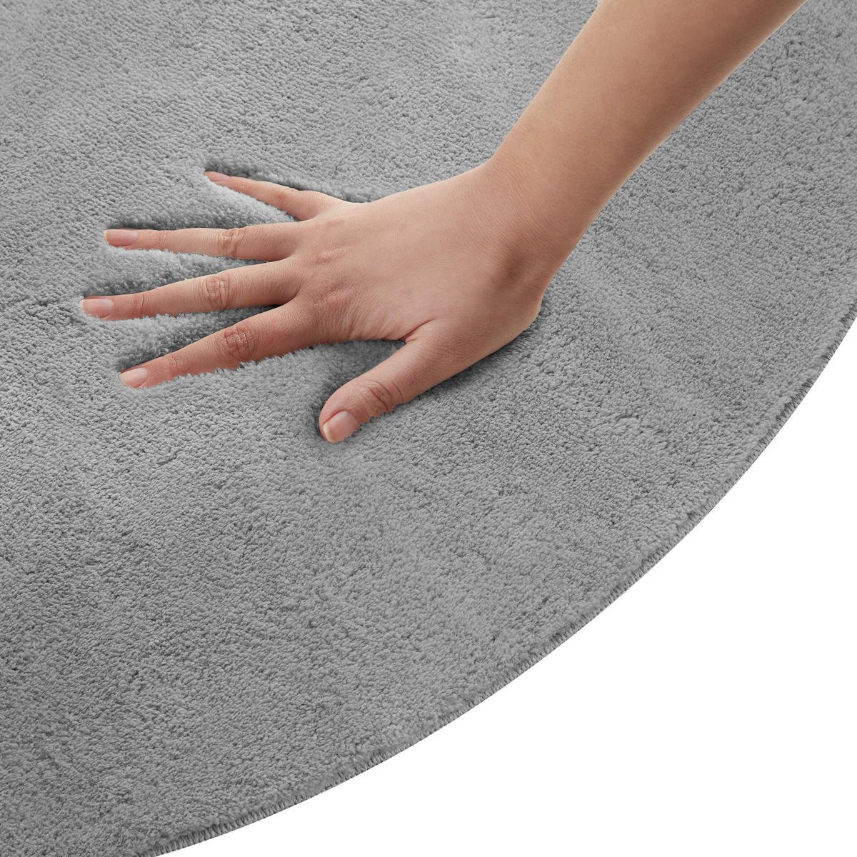 KURZFLORTEPPICH Soft Zone,rutschfeste Unterseite,grau - Grau, Kunststoff (120/120cm) - tectake