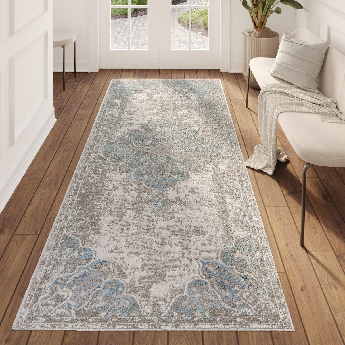 TEPPICHLÄUFER VALLEY hellblau vintage 100/300 cm - Hellblau, Textil (100/300cm) - Tapiso