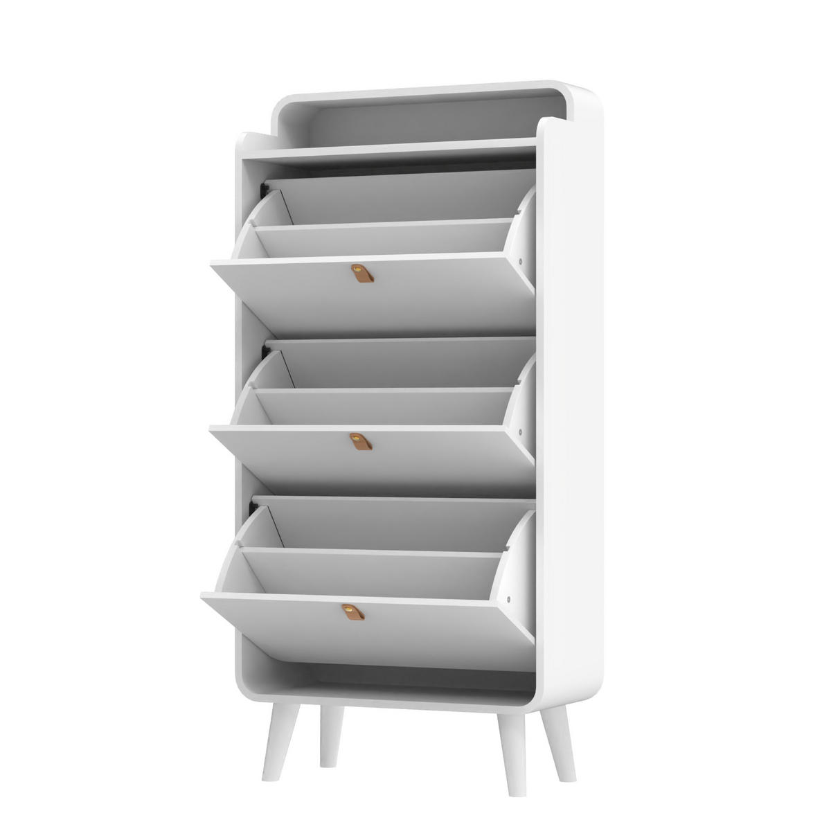 SCHUHSCHRANK mit 3 Klapptüren, platzsparendem Design und herausnehmbaren Trennwänden, Weiß - Weiß, Holzwerkstoff (63/133.7/29.5cm) - Redom