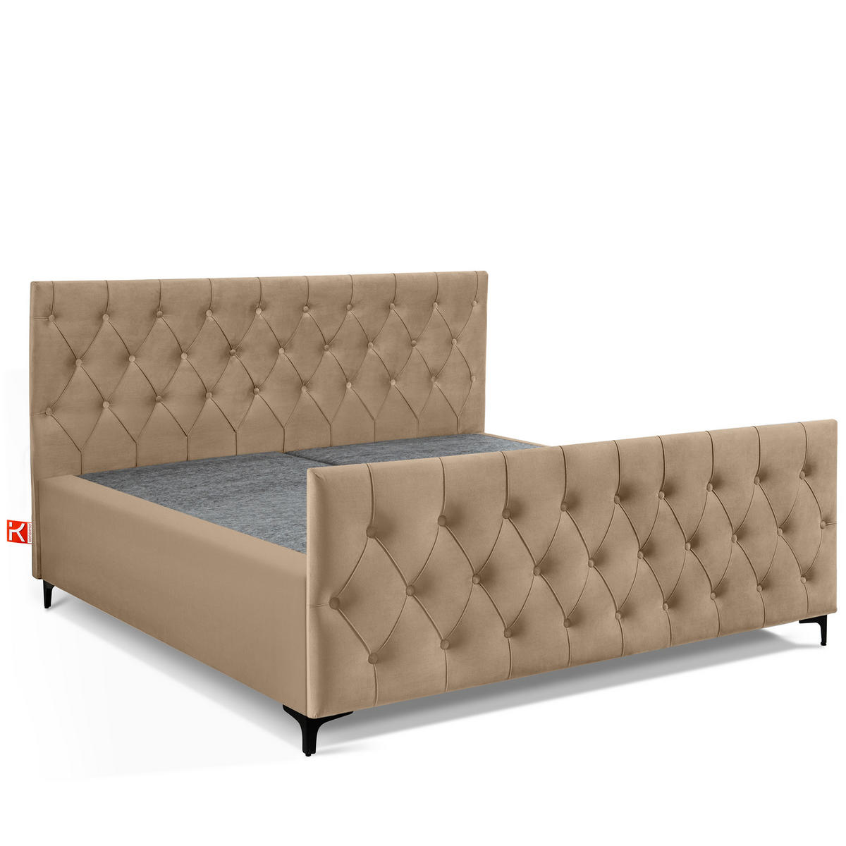 POLSTERBETT ARDEA, Dunkelbeige - Hellbraun/Schwarz, Holz/Holzwerkstoff (180/200cm) - KONSIMO®