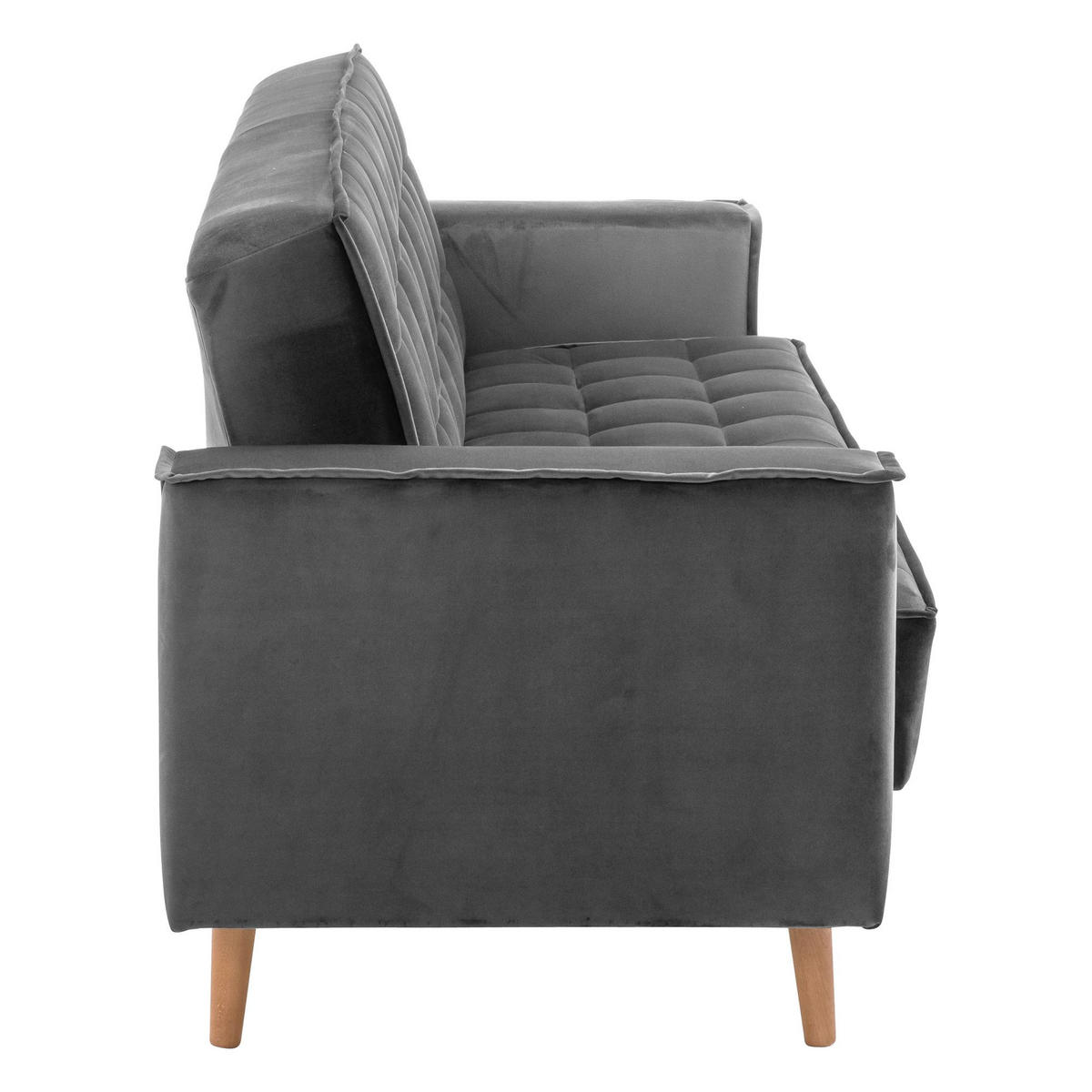 SOFA 3-Sitzer mit Bettfunktion Kavindra Samtvelours anthrazit - Anthrazit, Kunststoff (78/84/240cm) - 58aufmkessel