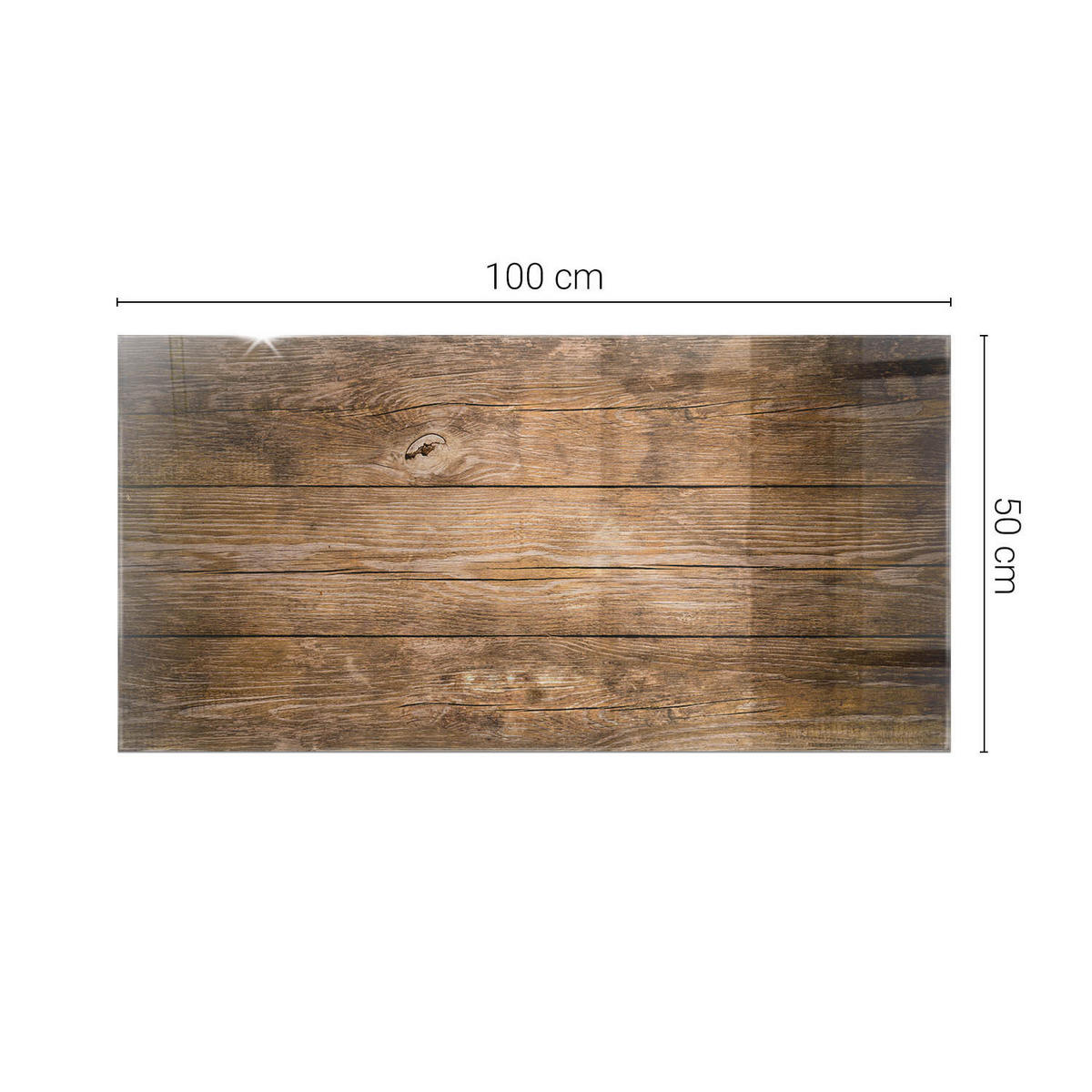 TISCHPLATTE 100x50 cm Holzstruktur Bretterdesign - Dunkelbraun, Glas (100/50/0.4cm) - TULUP