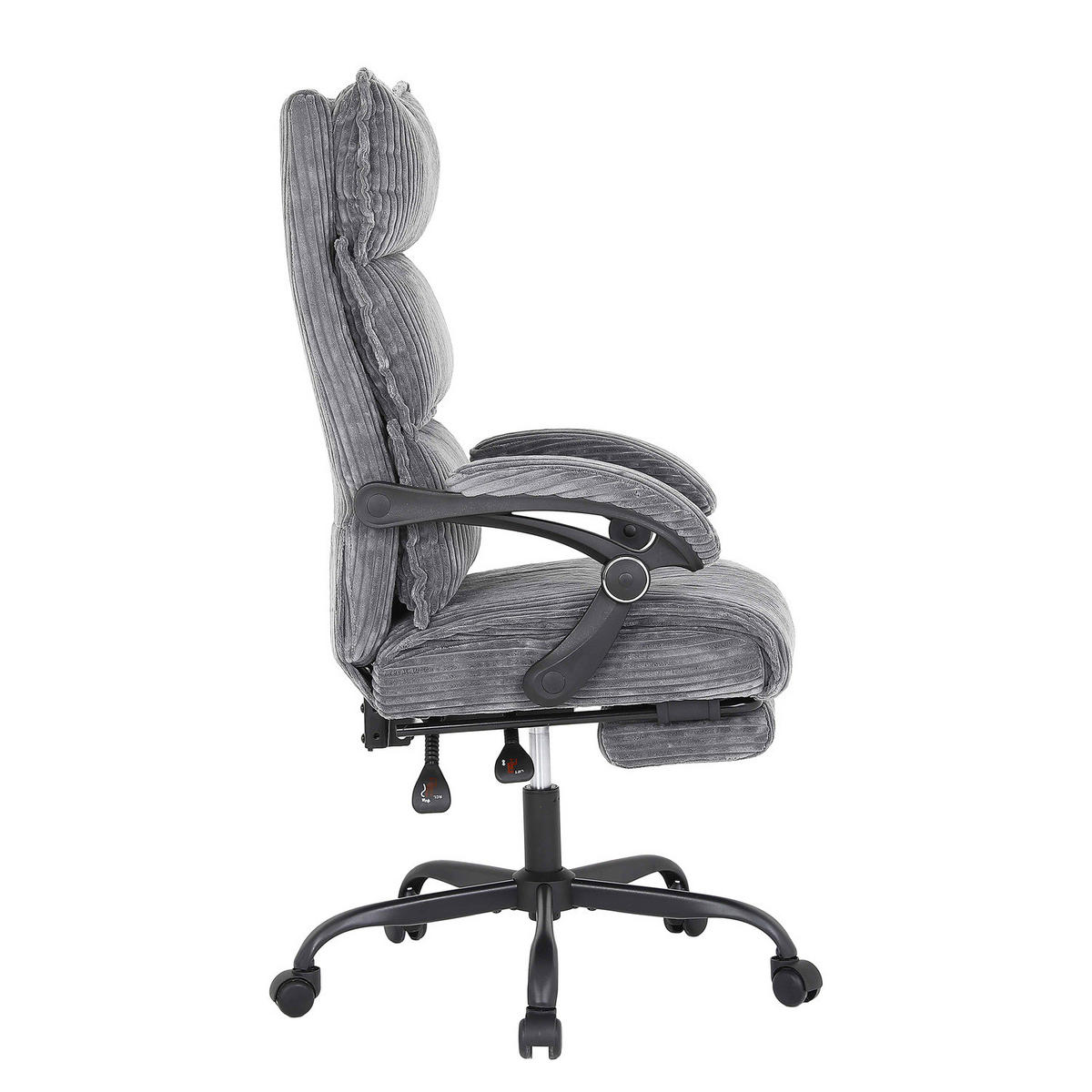 BÜRODREHSTUHL mit Fußablage - Schwarz/Grau, Textil/Metall (71/116/71cm) - home24