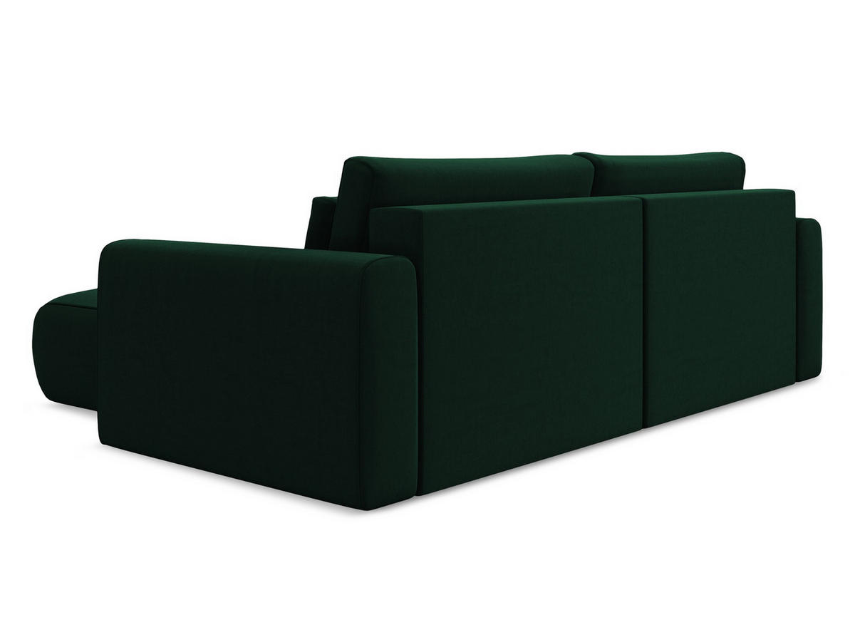 ECKSOFA mit Schlaffunktion Samt Stoff Grün - Dunkelgrün/Schwarz, Kunststoff/Textil (240/149cm) - Makamii