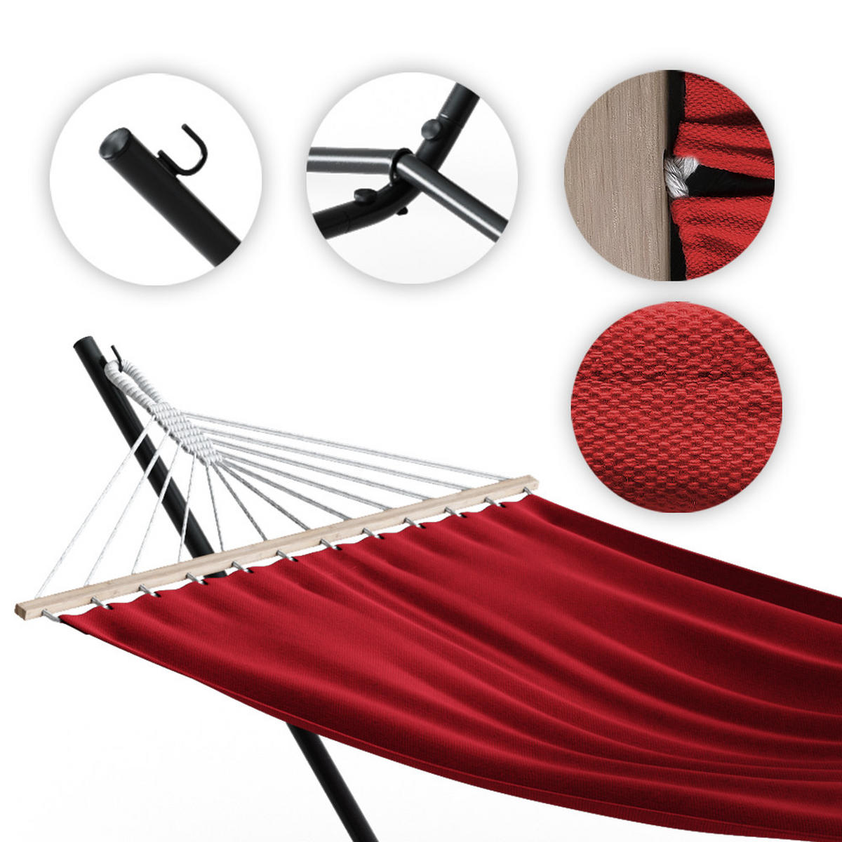 HÄNGEMATTE Rot 190 x 120 cm Metallgestell - Rot, Metall (190/100/120cm) - OK-Living