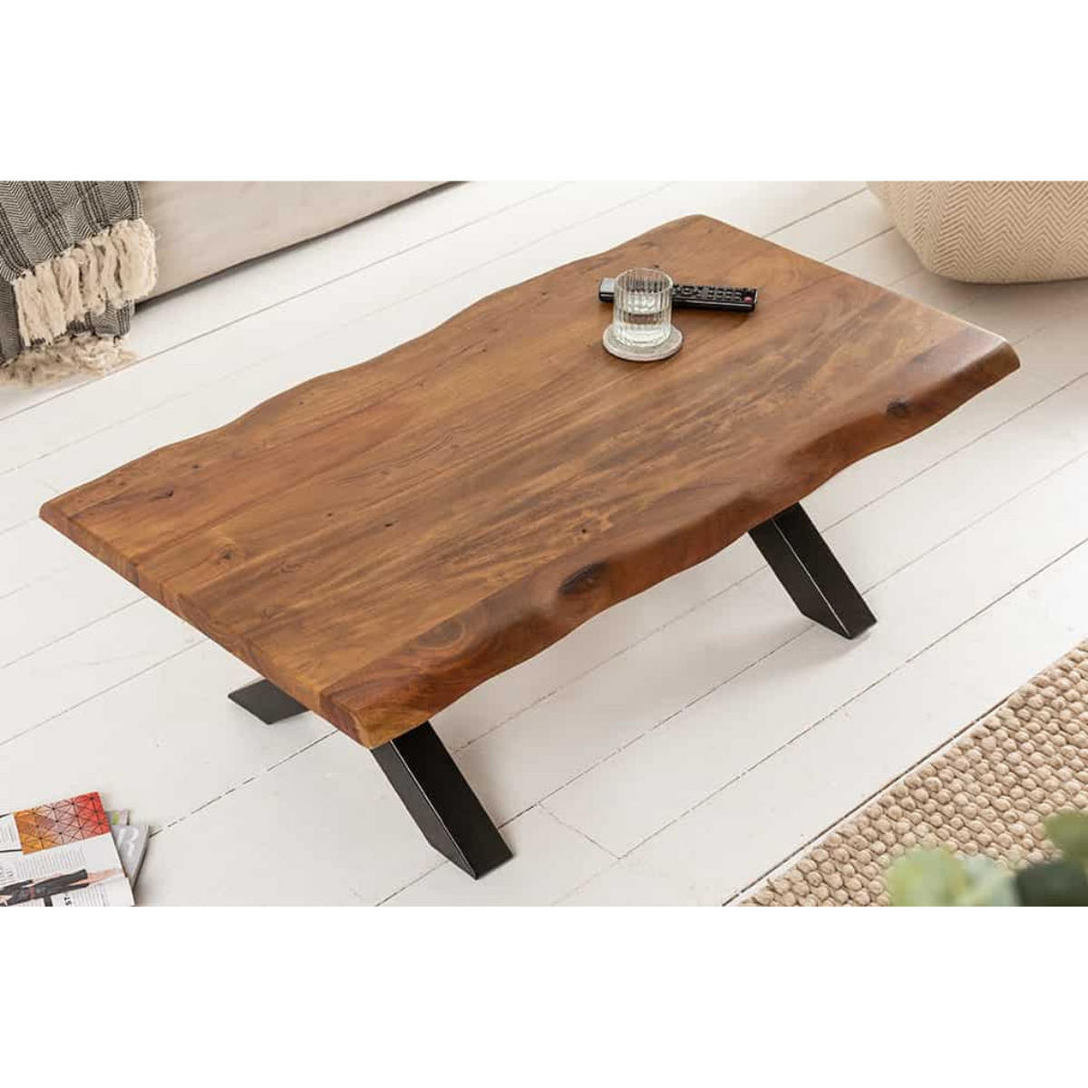 COUCHTISCH MAMMUT 110cm Akazie Baumkante Honey Finish - Braun, Holz (60/110/40cm) - riess-ambiente