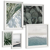 BILDER SET 5er Set - 50x50 cm & 20x30 cm & 40x60 cm Weißer Rahmen - Hängebrücke aus Palmenblättern - Weiß, Kunststoff (40/60cm) - TULUP