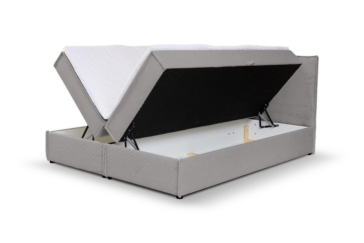 BOXBETT GLORIA mit Bettkästen H2/H3 Matratze 160 x 200 cm - Grau, Holzwerkstoff (160/200cm) - VENASI MÖBEL
