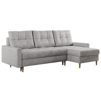ECKSOFA Colin Velvet Hellgrau - Hellgrau/Braun, Holz/Textil (220/140cm) - MKS