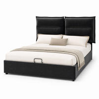 ČALOUNĚNÁ POSTEL 140/200 cm v černé barvě s úložným prostorem ze sametu - černá, kov/kompozitní dřevo (140/200cm) - CHICFURN