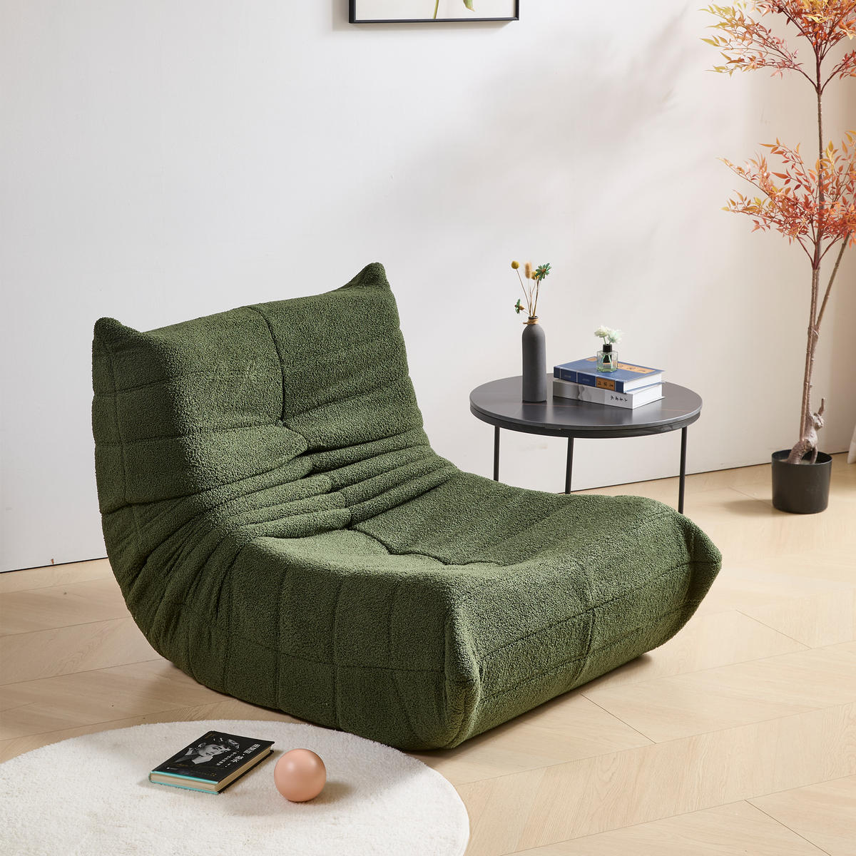 LIEGESESSEL in Sacksessel-Form 112/120/82 cm Grün für Schlafzimmer Wohnzimmer - Grün, Textil (120/82/112cm) - OKWISH