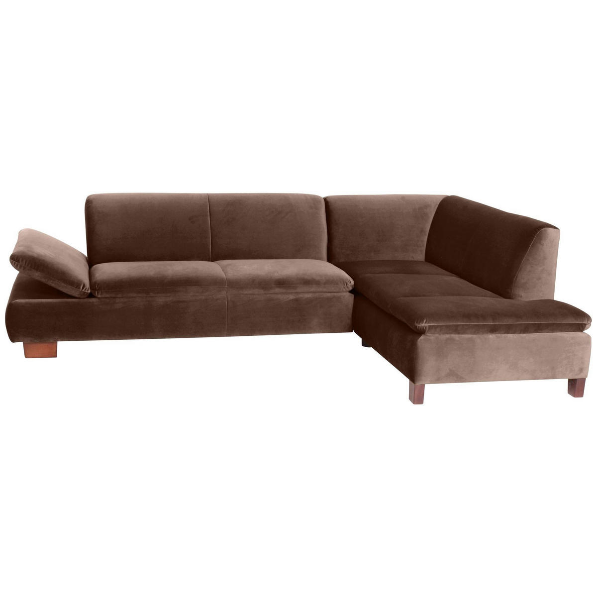 ECKSOFA mit Ottomane rechts Kaye Bezug Samtvelours Buche nussbaum dunkel / braun - Braun, Kunststoff (270/190cm) - 58aufmkessel