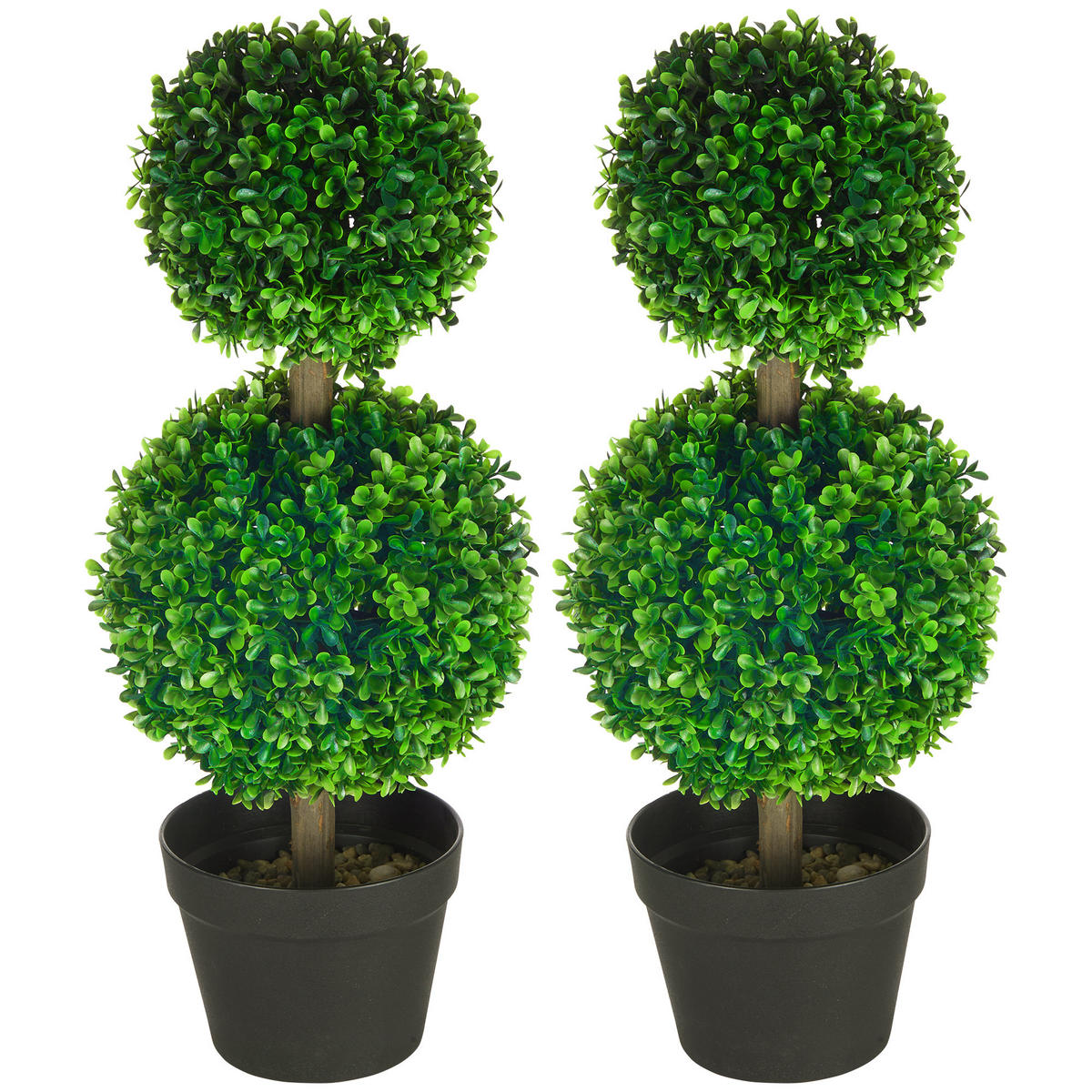 KUNSTPFLANZE DE-08646 2er-Set 60 cm im Topf Grün+Braun+Schwarz - Grün, Kunststoff (60cm) - ComfortXL
