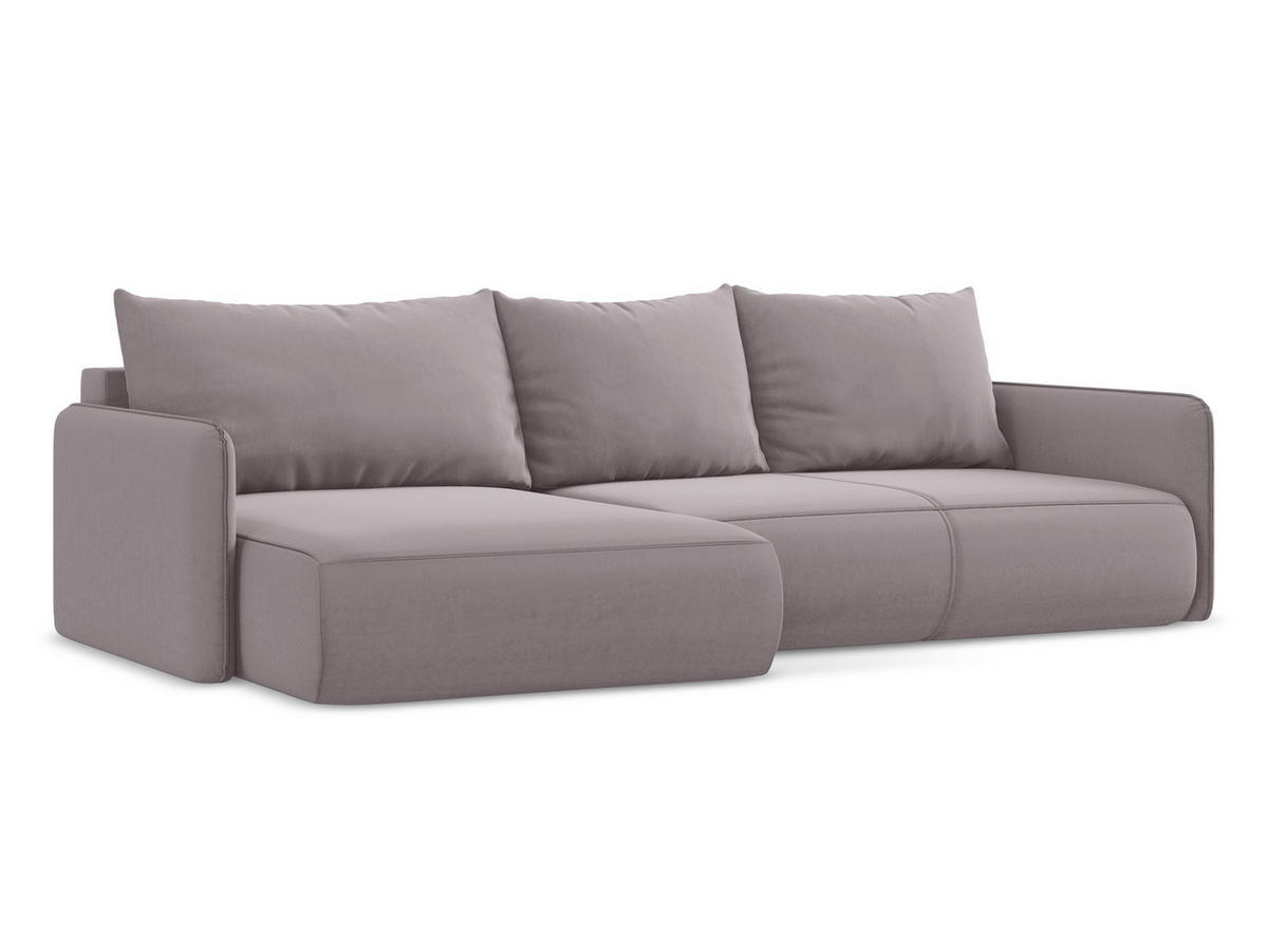 ECKSOFA mit Schlaffunktion Samt Stoff Violett - Lila/Flieder, Kunststoff/Textil (148/240cm) - Makamii