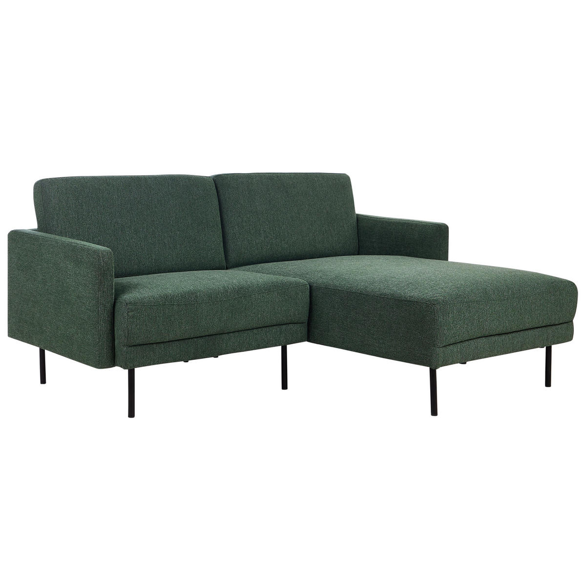 2-SITZER-ECKSOFA dunkelgrün rechtsseitig Breda - Schwarz/Grün, Textil (192/155cm) - Beliani