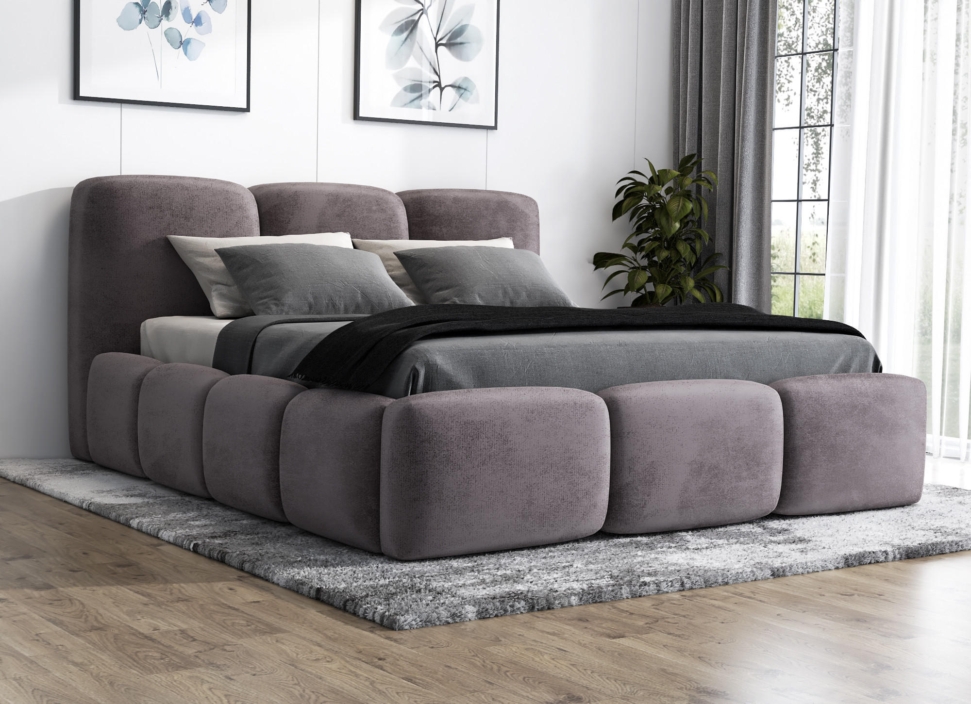 POLSTERBETT STAR 140x200 Grau - Grau, Textil (140/200cm) - A&J MöbelLand