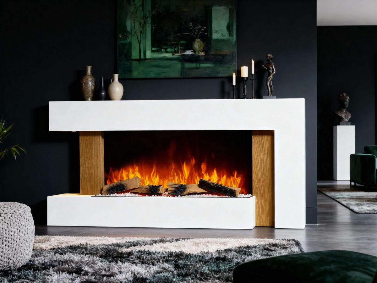 ELEKTROKAMIN Fjord AF52 – 3D-Flammeneffekt, Heizfunktion, WLAN - Weiß, Glas/Holzwerkstoff (132/58/21cm) - ArtiFlame