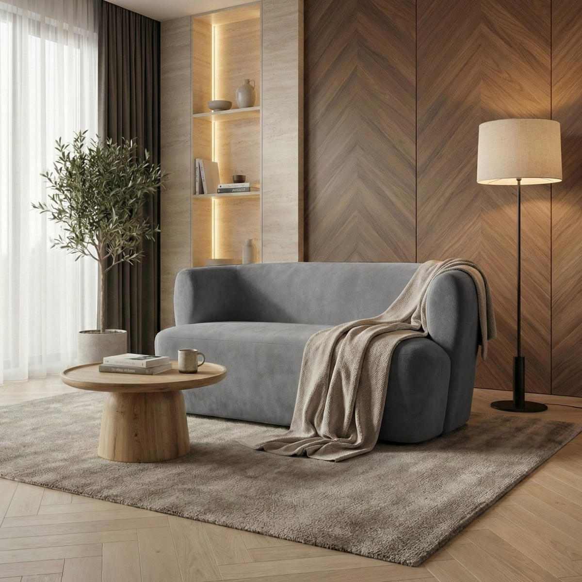 2-SITZER SOFA Nori dunkelgrau velour - Dunkelgrau/Schwarz, Kunststoff/Textil (150/68/72cm) - Beautysofa