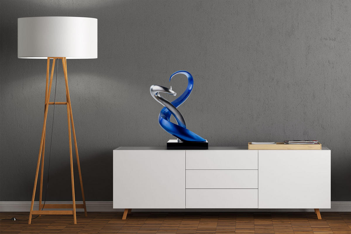SKULPTUR Blau 45/63 cm - Blau/Silberfarben, Stein (8.55/63/28cm) - KUNSTLOFT