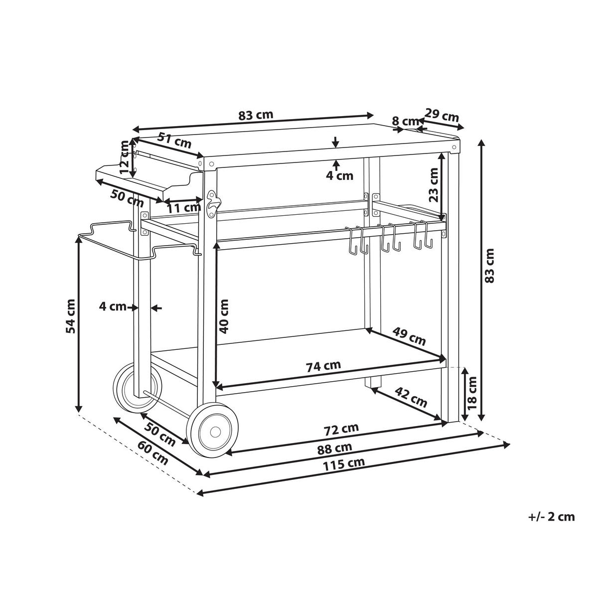 SERVIERWAGEN Schwarz Spiazzi - Silberfarben/Schwarz, Metall (60/83/115cm) - Beliani