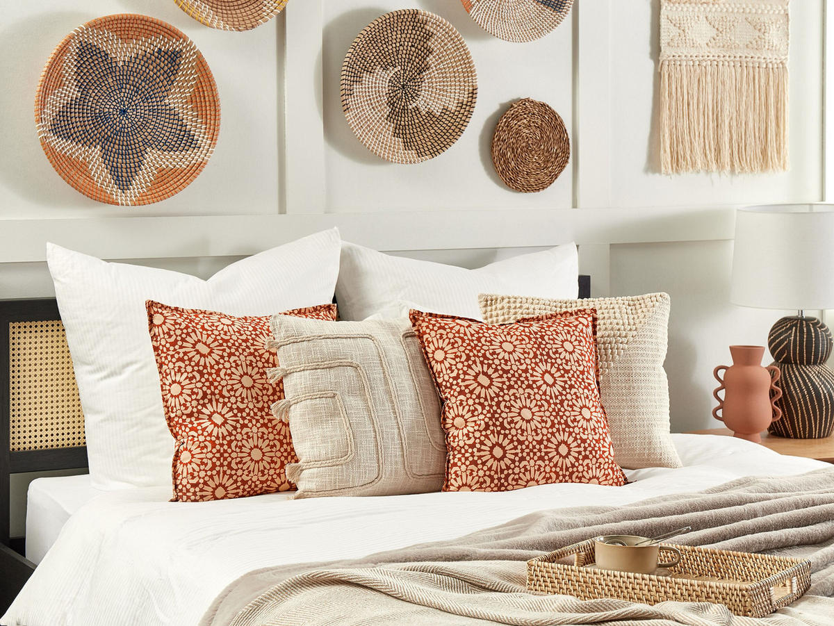 DEKOKISSEN Creme 45/45 cm Ceiba - Creme, Naturmaterialien/Textil (45/45cm) - Beliani
