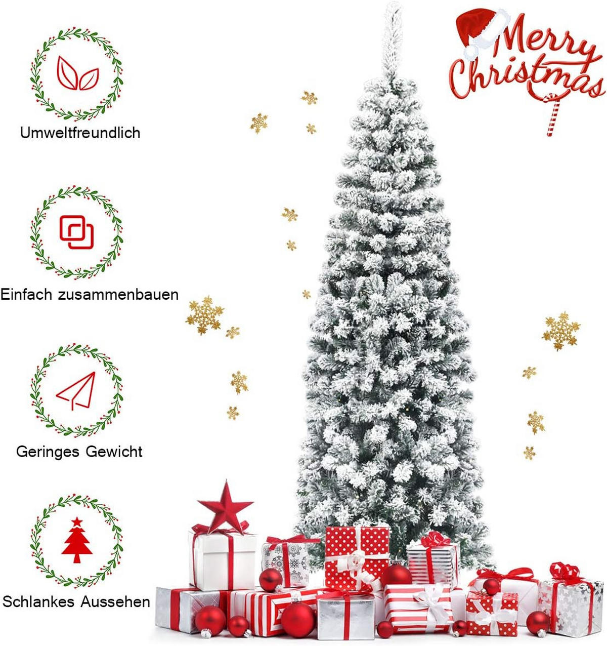 WEIHNACHTSBAUM Weiß - Weiß, Kunststoff (180cm) - COSTWAY