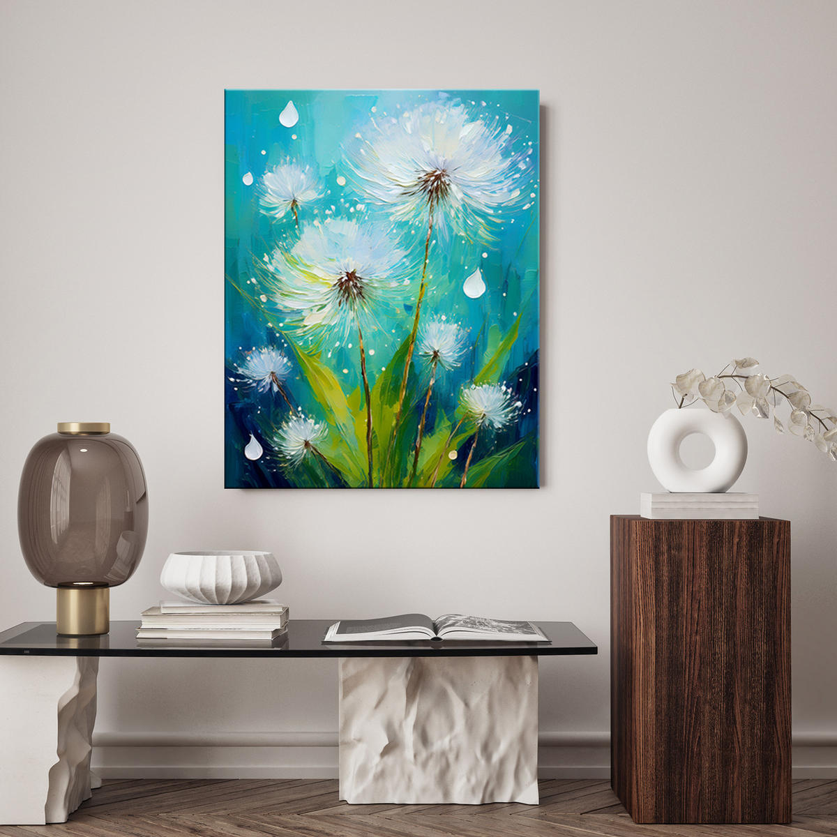 WANDBILD aufblasbare pflanzen botanik türkis - Blau, Textil (40/60cm) - Feeby