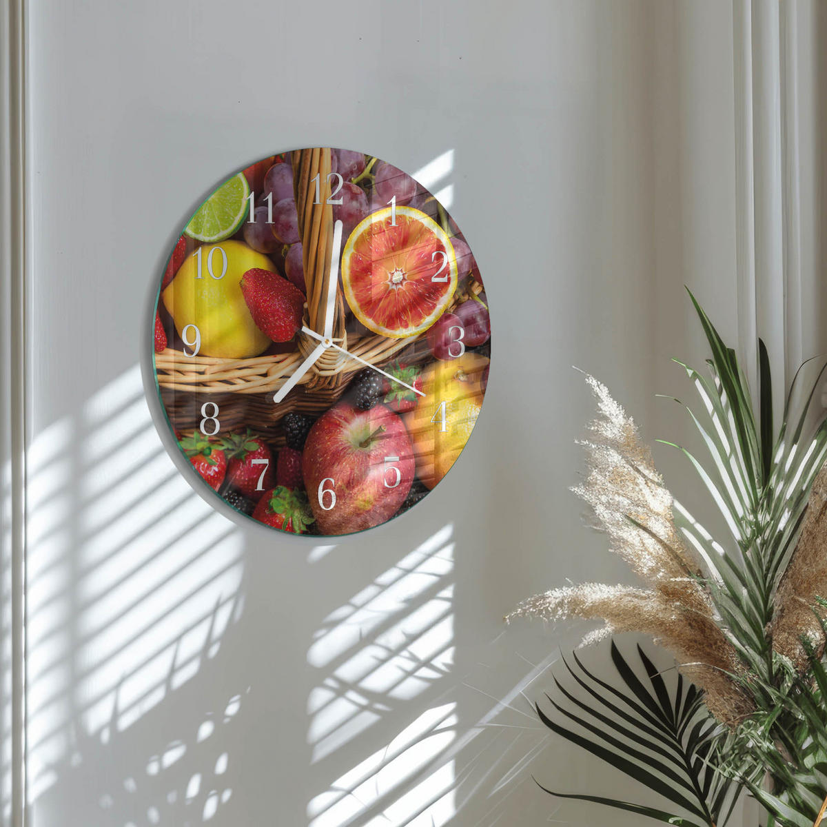 WANDUHR fi30 cm - Obst - Multicolor, Glas (30/30/0.4cm) - TULUP