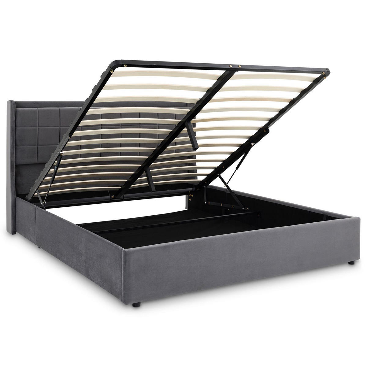 POLSTERBETT YARO 160x200 cm dunkelgrau - Dunkelgrau, Textil (160/200cm) - IDIMEX